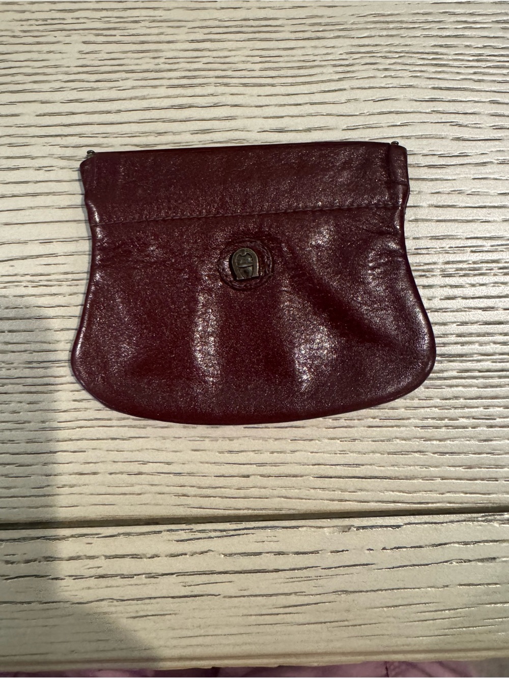 Aigner Burgandy  Leather Coin Pouch